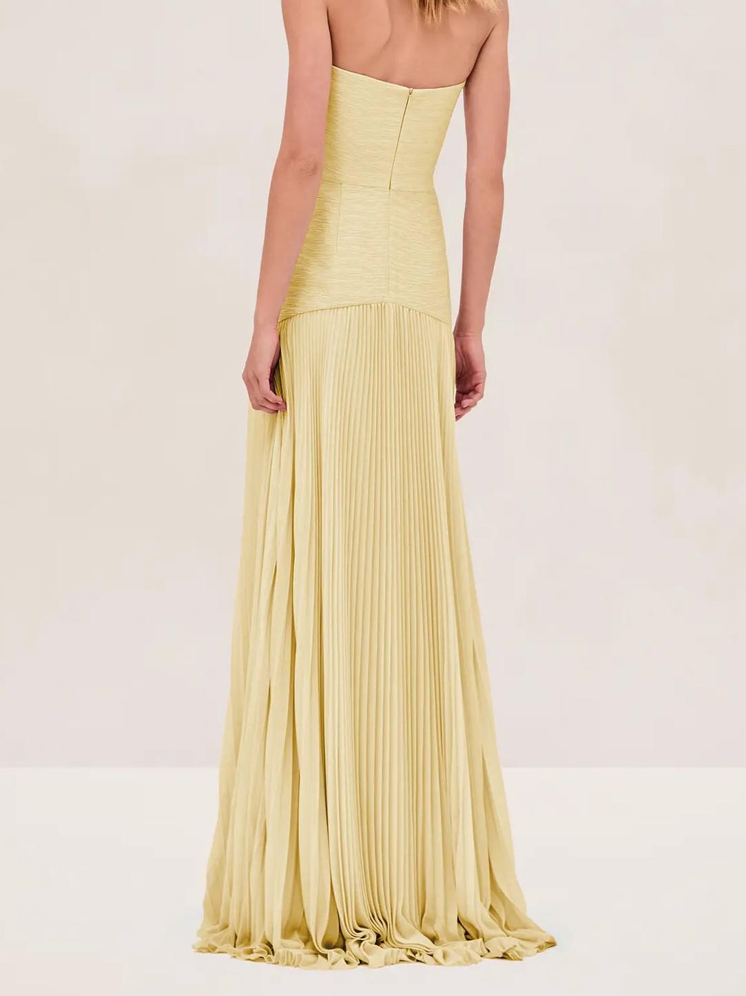 Vestido Feminino Longo Tomara que Caia Canelado Plissado – Provence