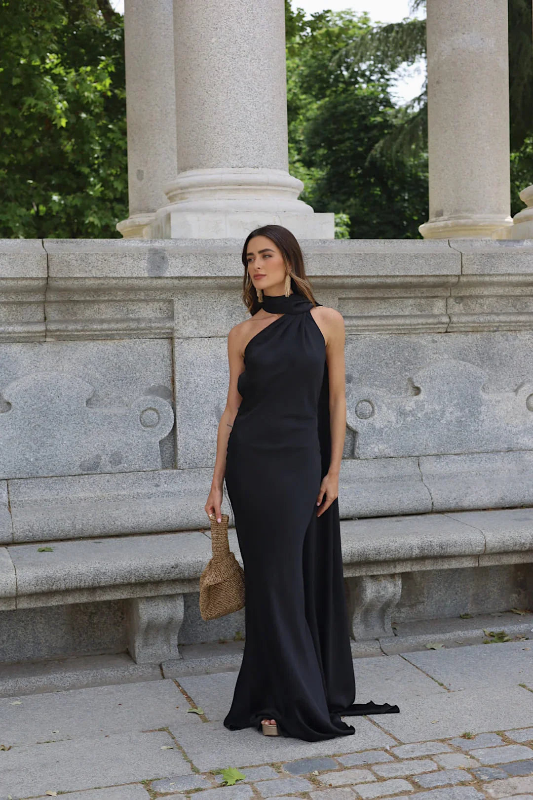 Vestido de Festa Longo de Cetim com Costas Abertas e Faixa - Cannes