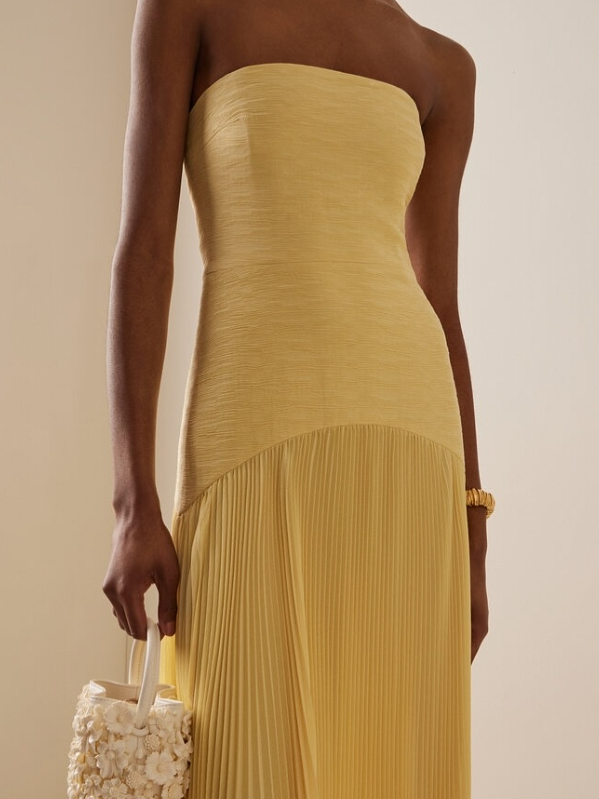 Vestido Feminino Longo Tomara que Caia Canelado Plissado – Provence