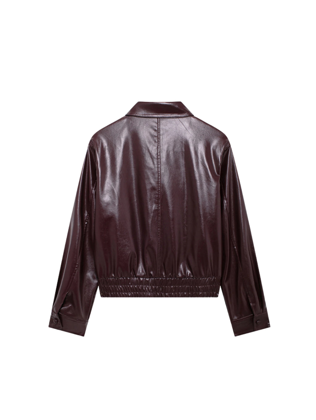 Jaqueta de Couro com Ziper Frontal