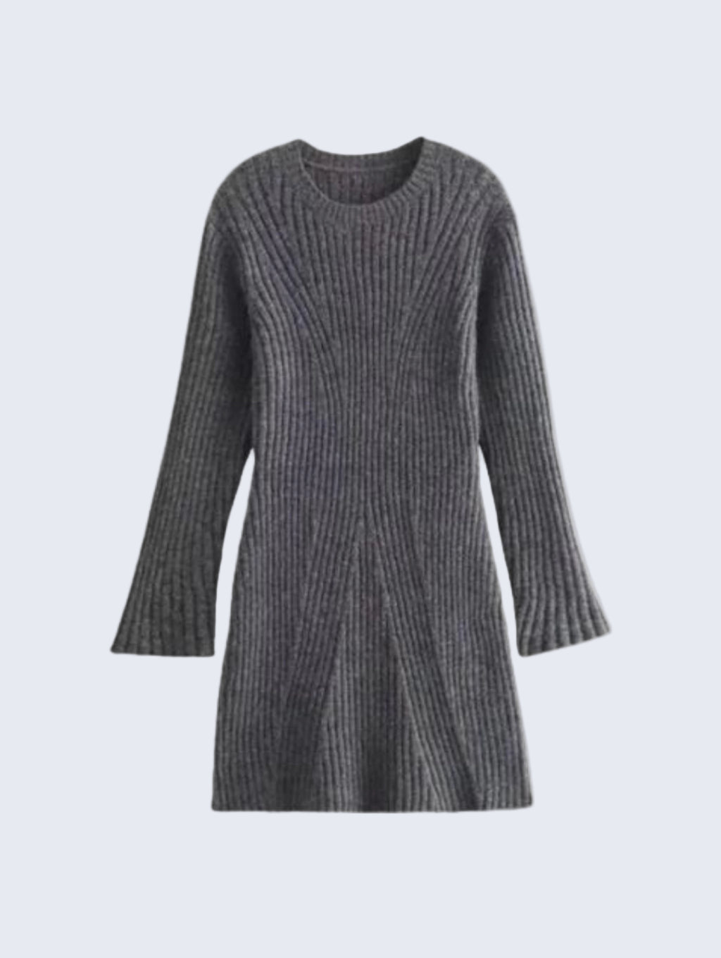 Vestido Curto de Manga Longa em Lã