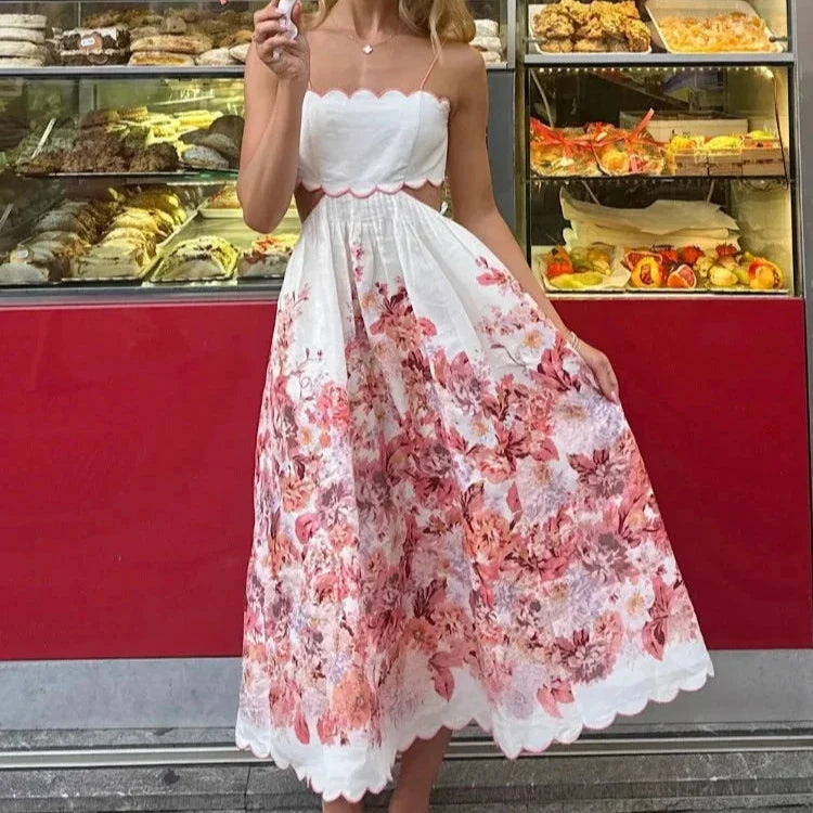 Vestido Midi com Decote Reto