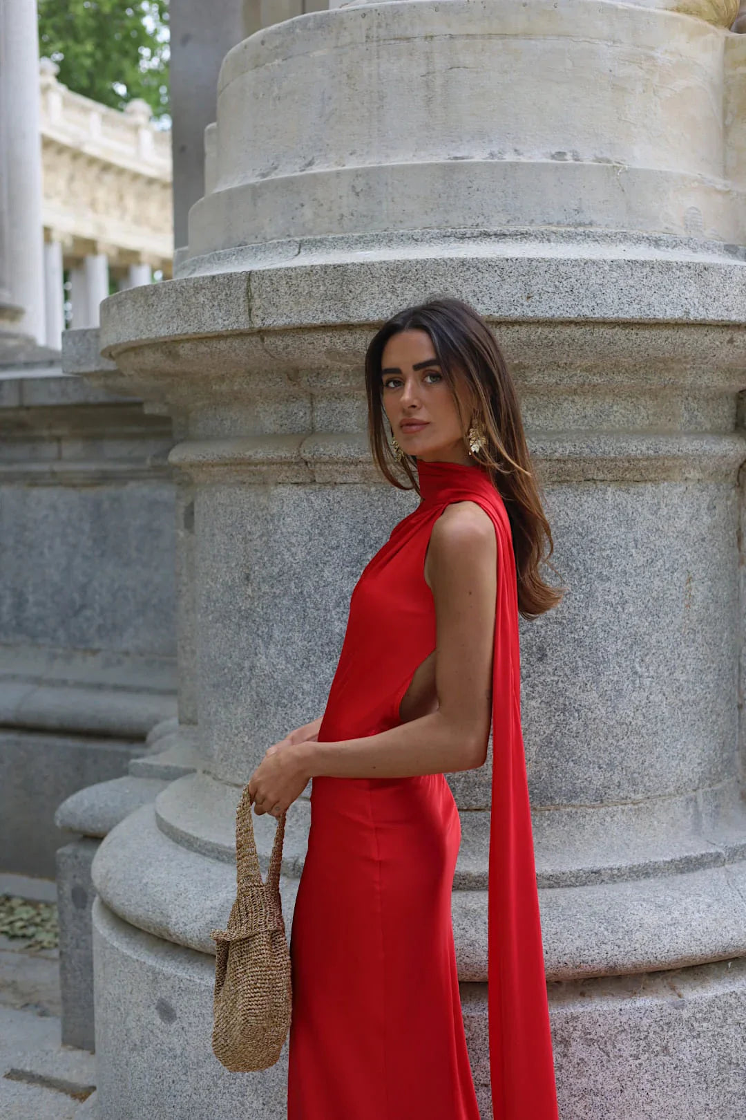 Vestido de Festa Longo de Cetim com Costas Abertas e Faixa - Cannes