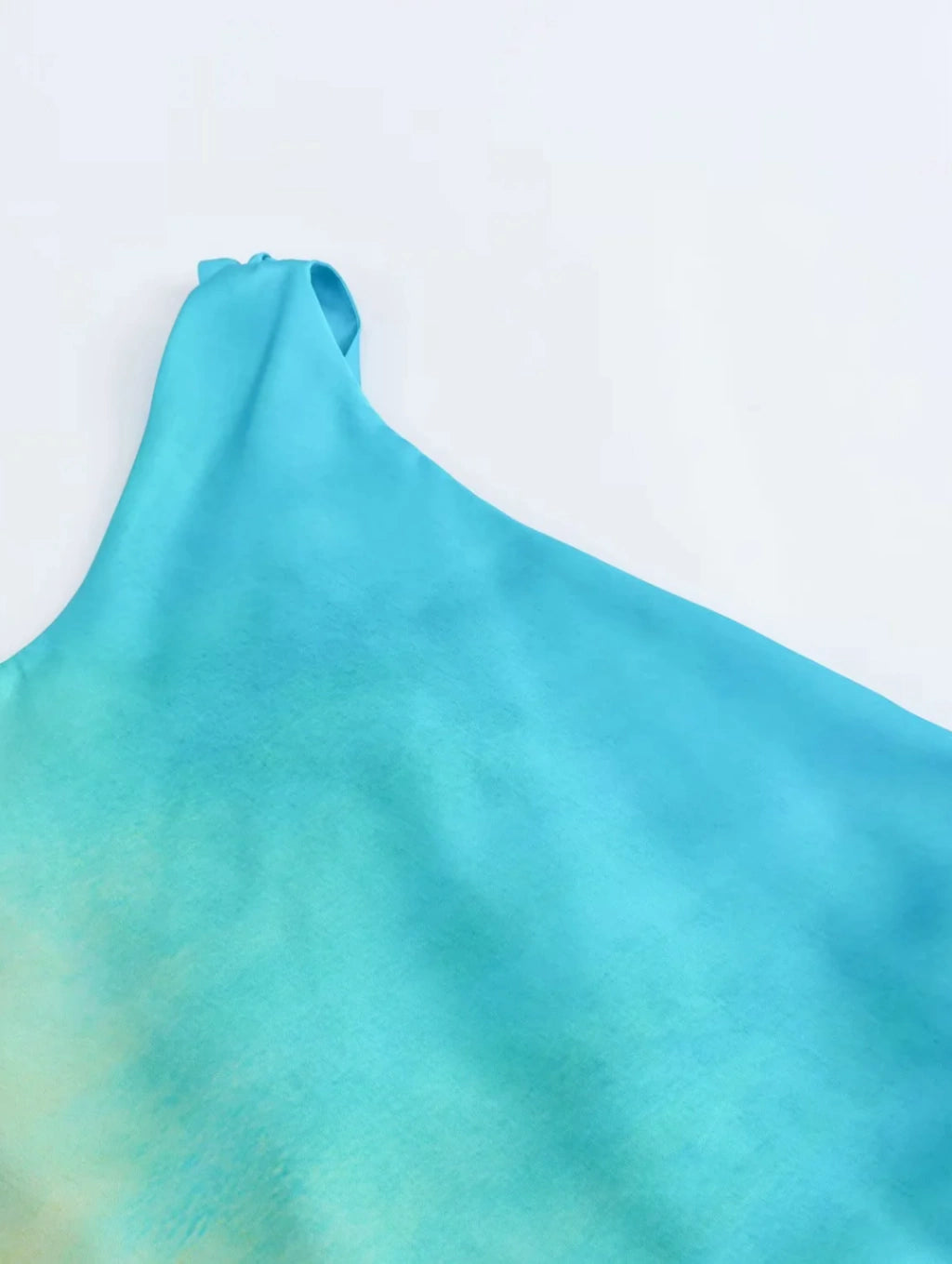 Vestido Longo Acetinado de Um Ombro Só - Aqua Luxe