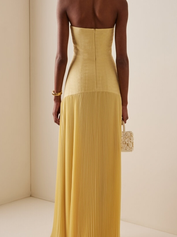 Vestido Feminino Longo Tomara que Caia Canelado Plissado – Provence