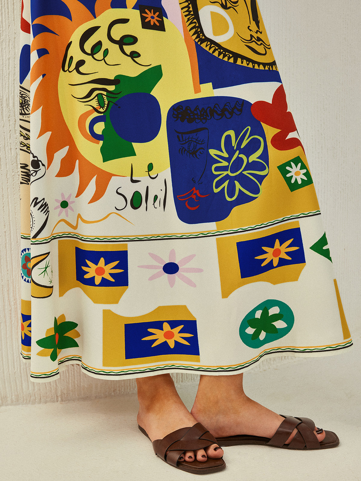 Vestido Longo com Estampa Tropical