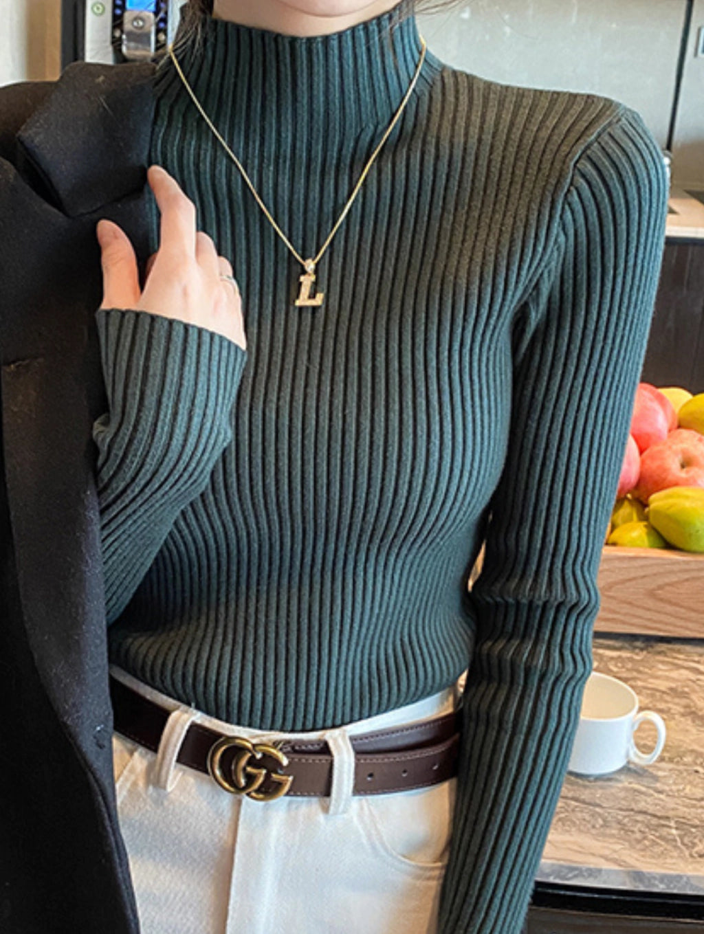 Blusa Canelada Gola Alta