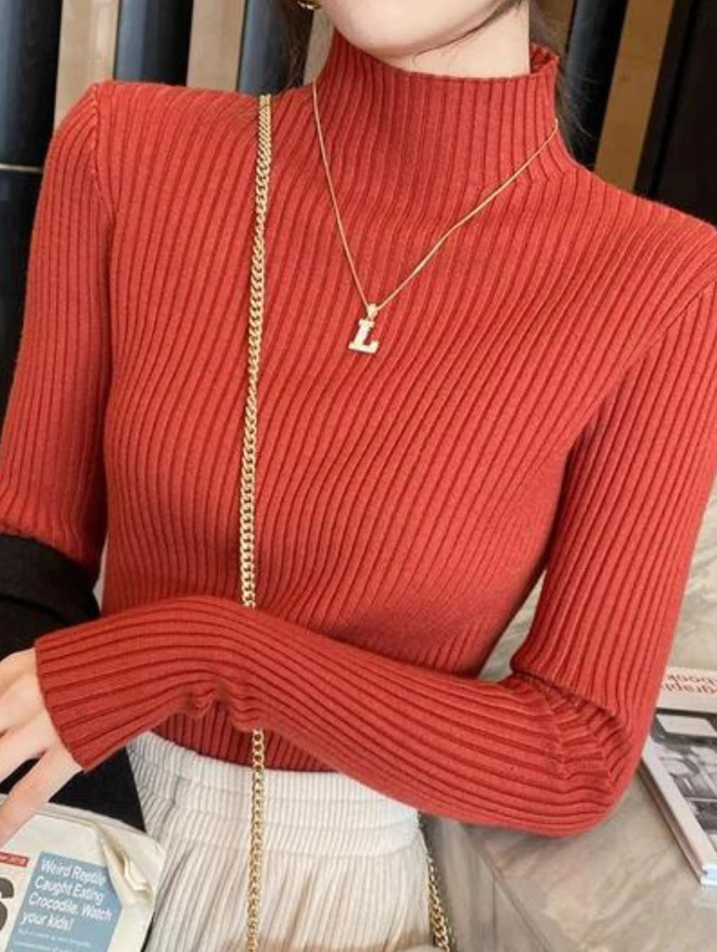 Blusa Canelada Gola Alta