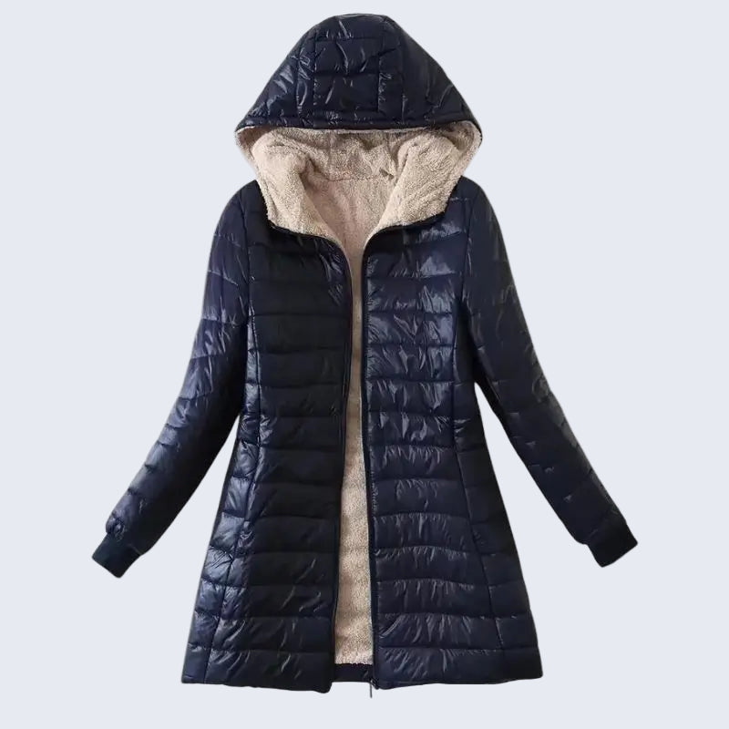 casacos e jaquetas  casacos  casaco puffer feminino  casaco puffer  casaco para frio  casaco impermeável  casaco feminino impermeavel  Casaco Feminino Forrado de Lã com Zíper - Impermeável  casaco feminino de la  casaco feminino  casaco de inverno  casaco de frio  casaco com ziper feminino  Casaco