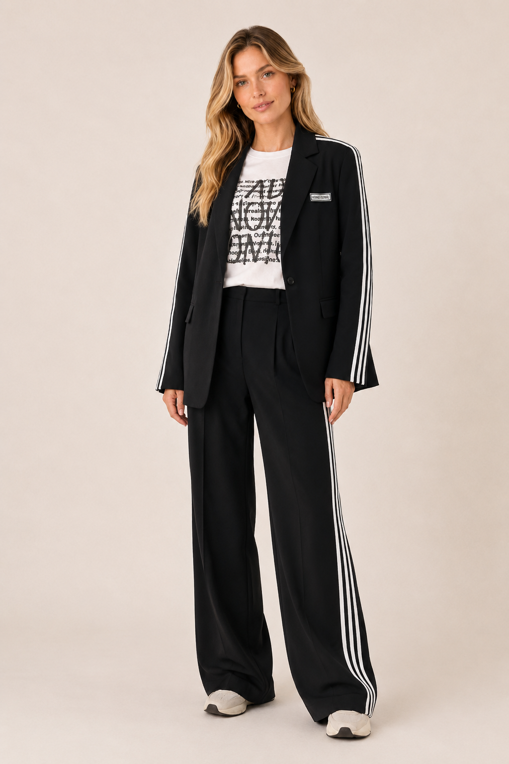 Conjunto Feminino Alfaiataria Esportivo com Blazer e Calça Pantalona – Berlim