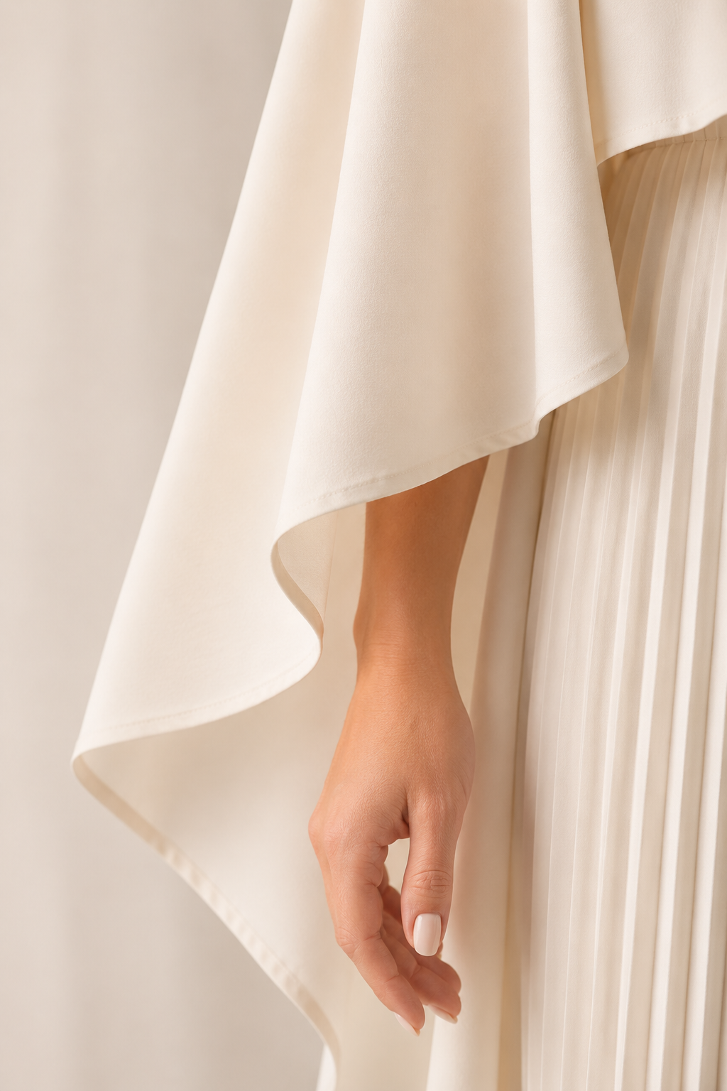 Vestido Feminino Longo de Festa Plissado com Capa – Ravenna