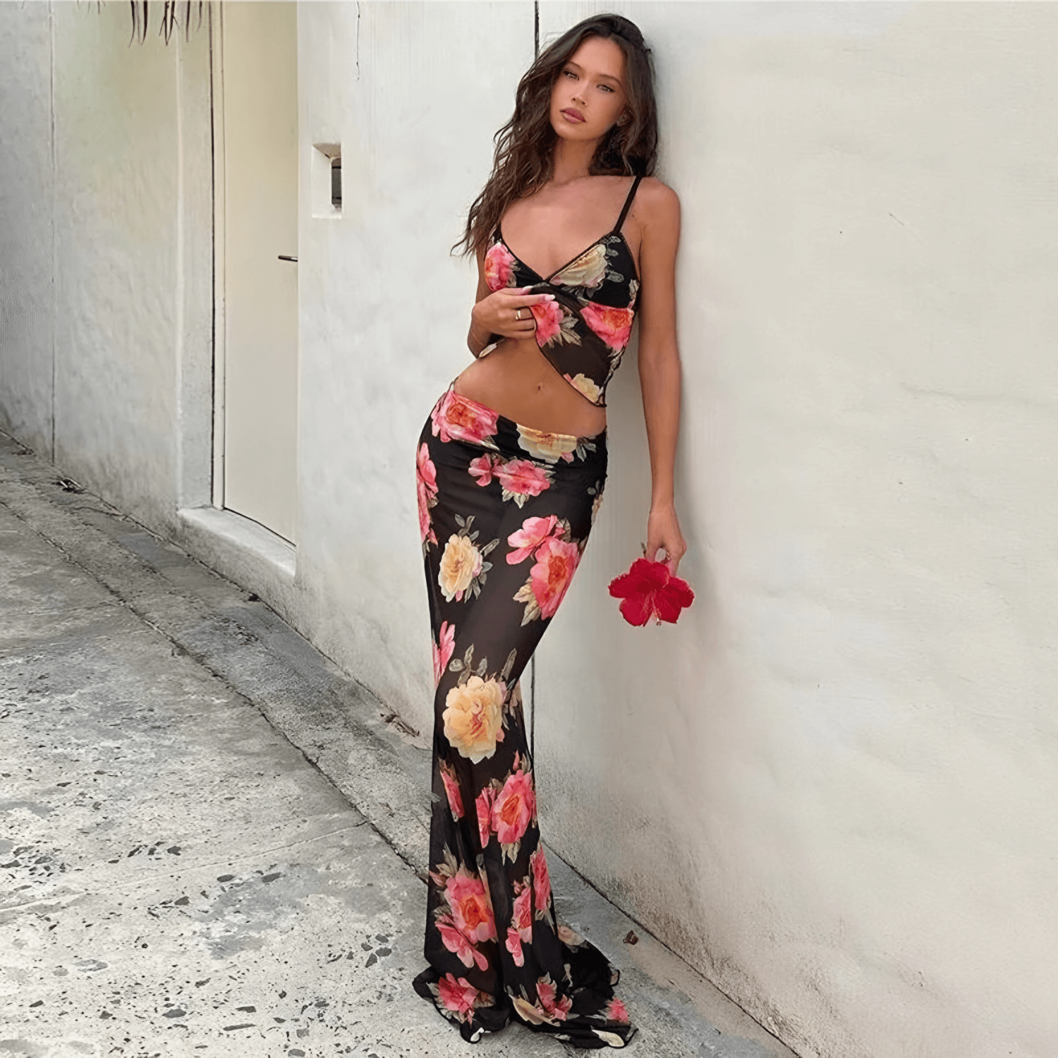 Conjunto de Top e Saia Longa - Ébano