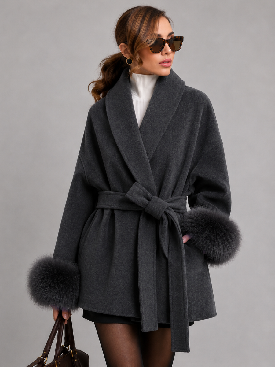Casaco Feminino de Inverno com Pelúcia Removível e Cinto – Zurique