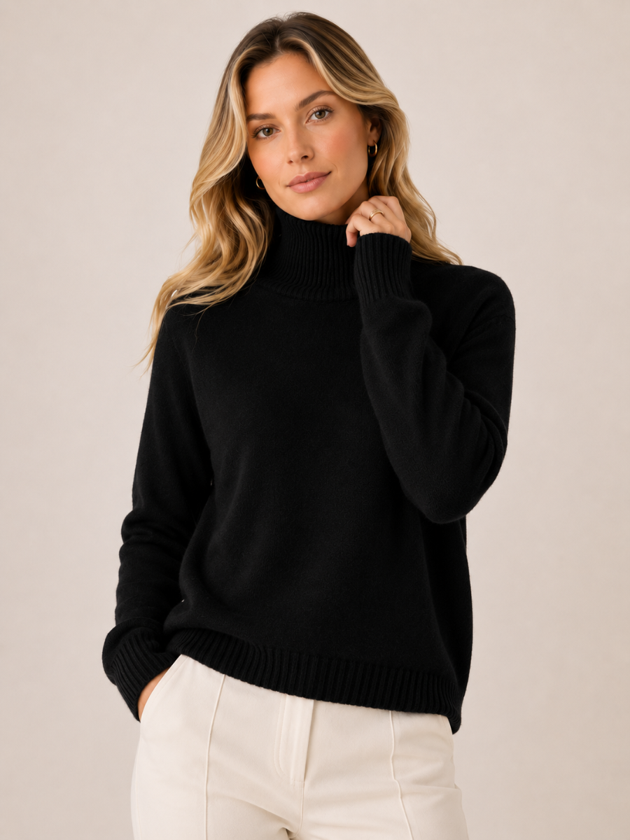 Suéter Feminino de Lã Merino e Caxemira Gola Alta – Genova