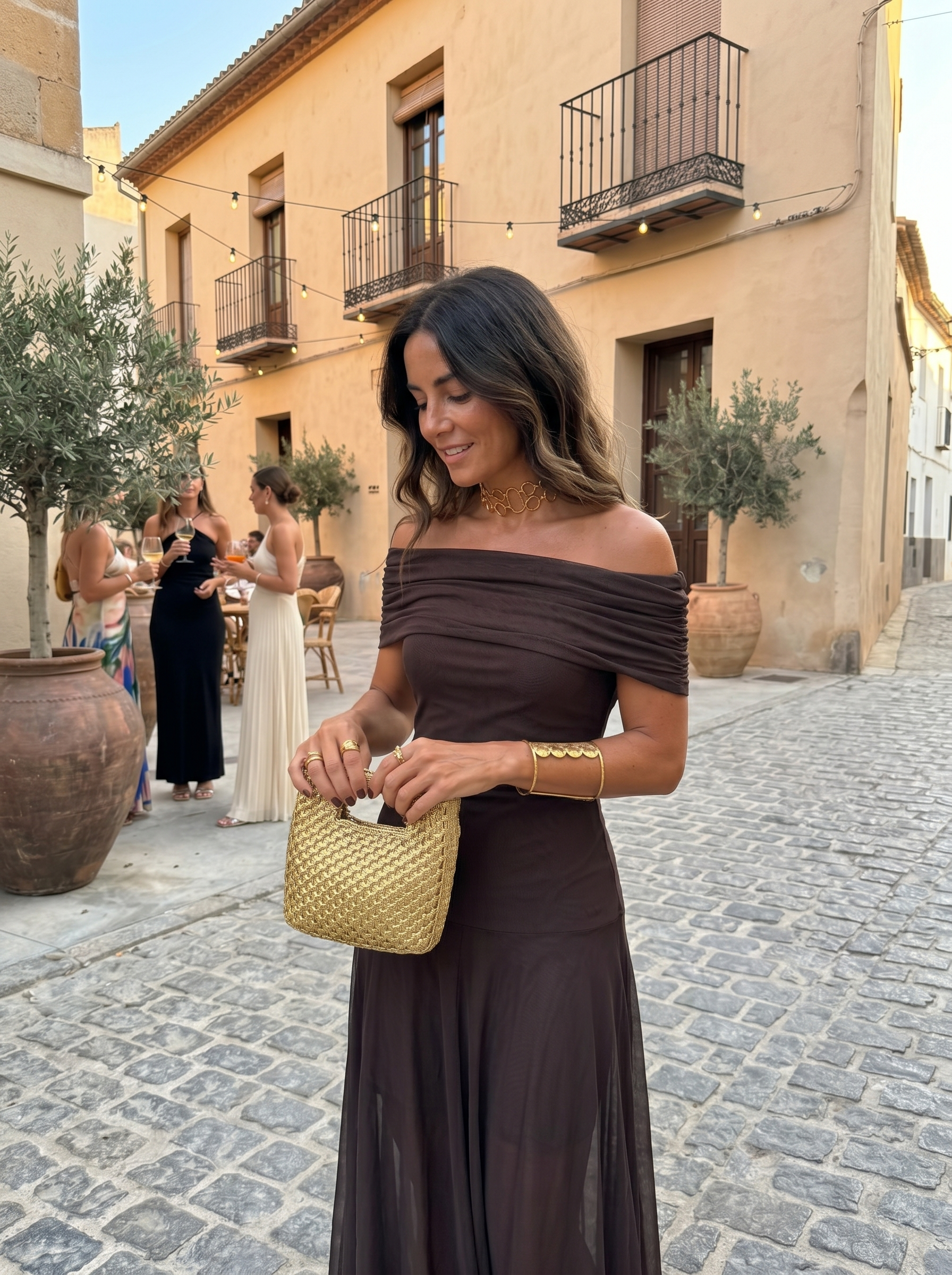 Vestido Longo Ombro a Ombro Drapeado - Toledo