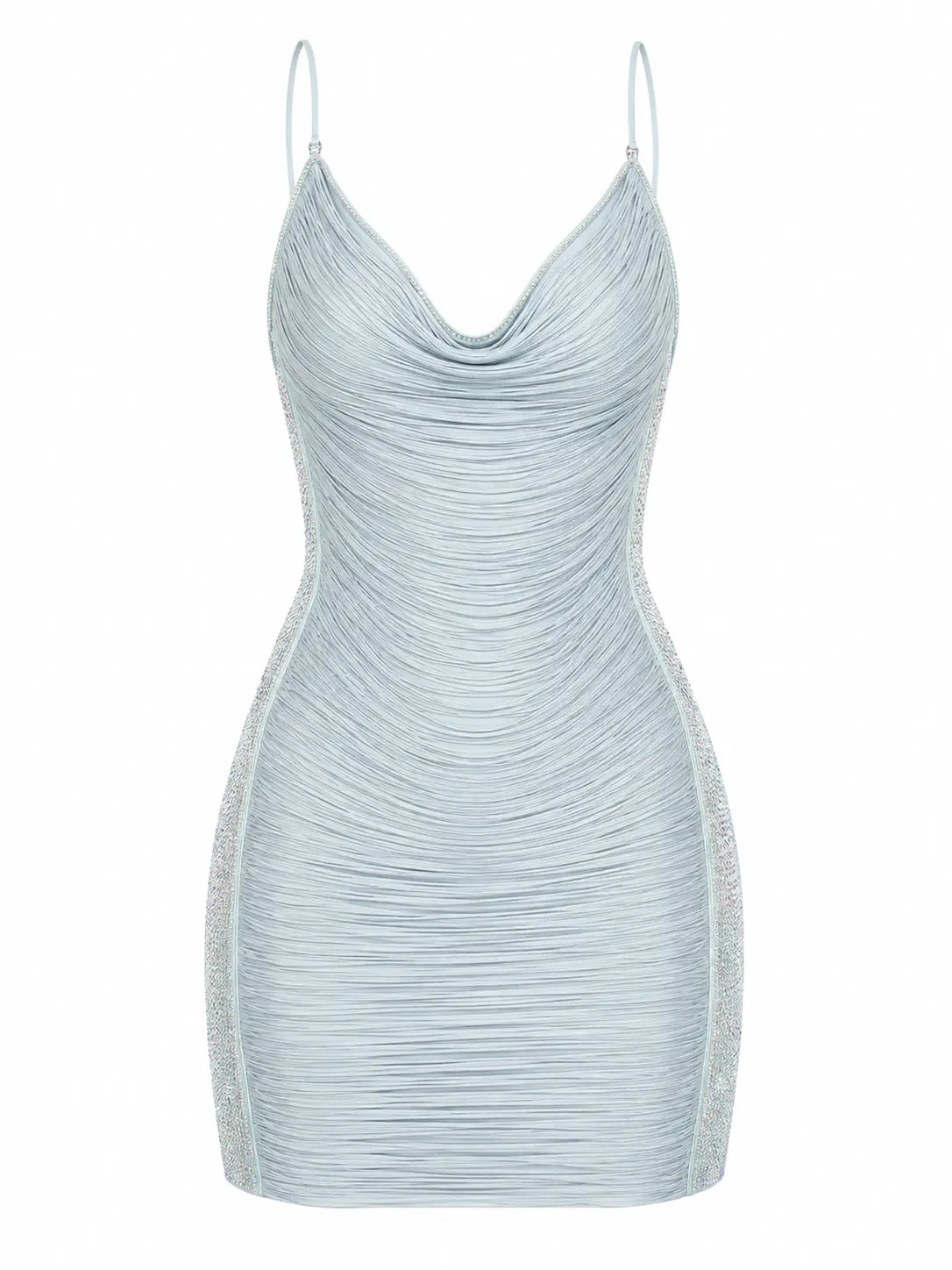 Vestido Curto Azul Claro Justo com Costas Abertas - Capri
