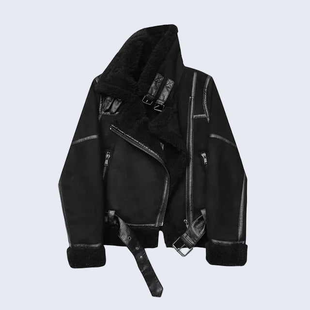 Jaqueta de Couro Forrada em Lã