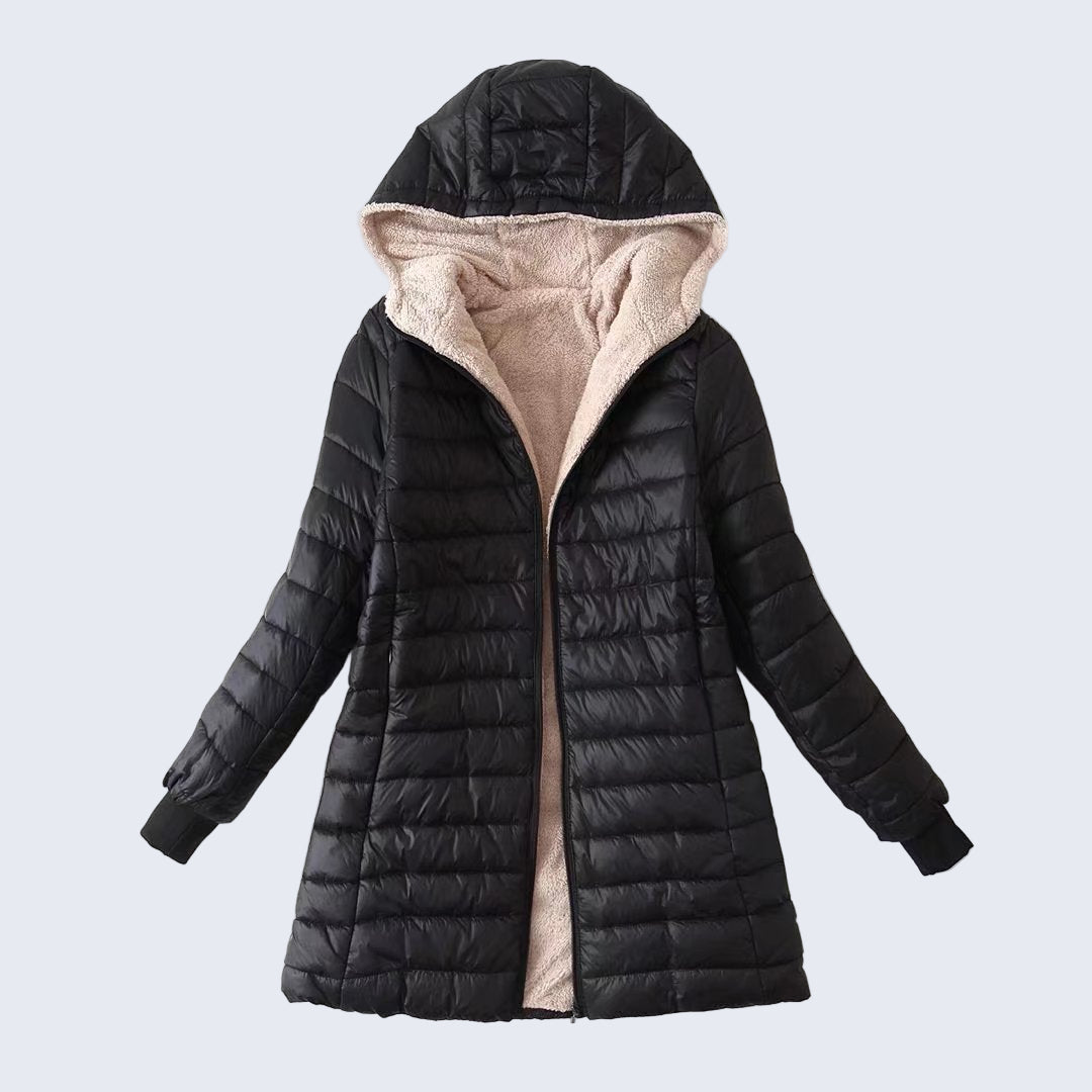 Casaco Impermeável Forrado de Lã com Zíper