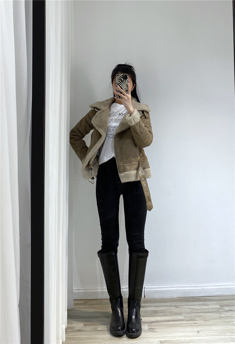 Jaqueta de Couro Forrada em Lã