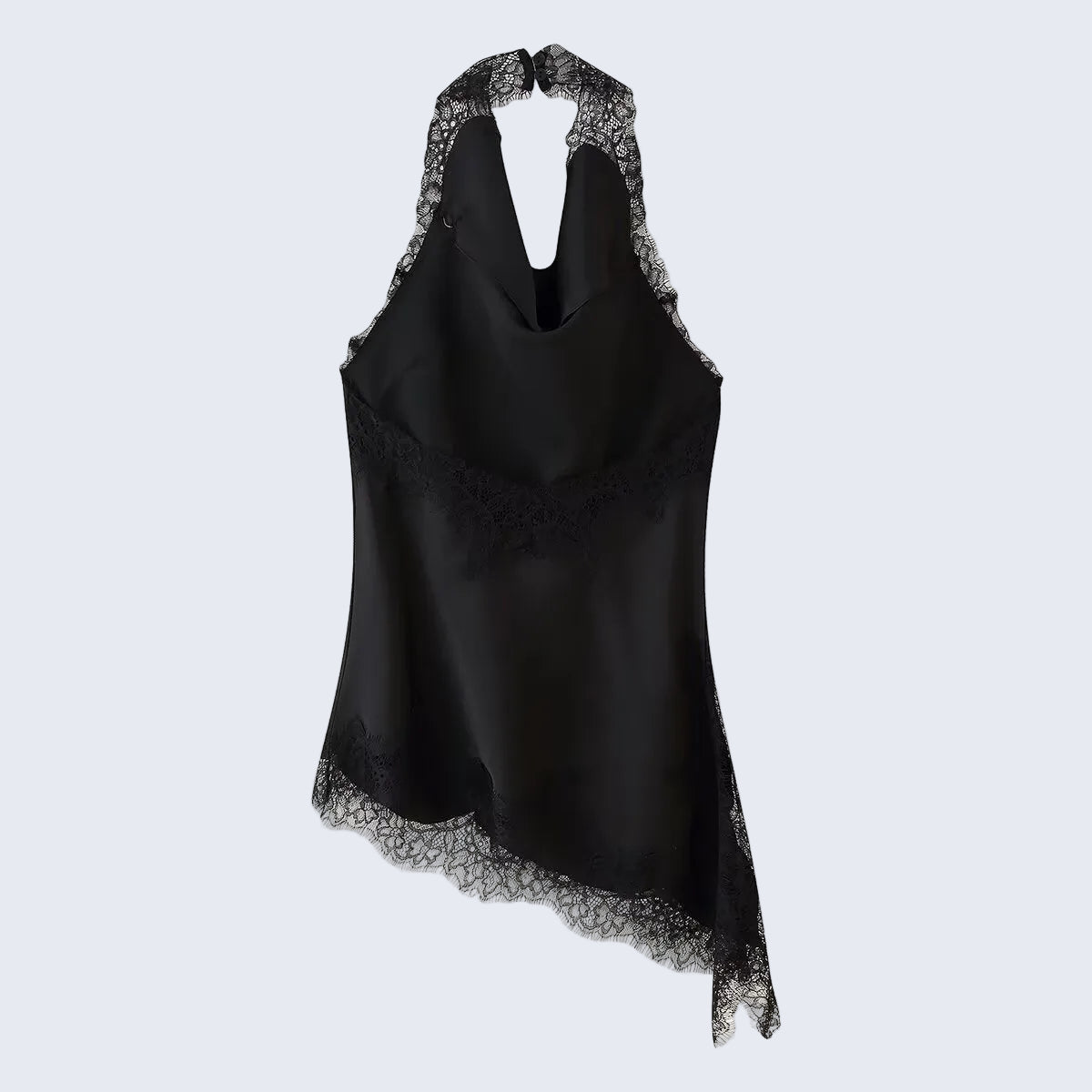 Top Halter Acetinado com Renda – Noire