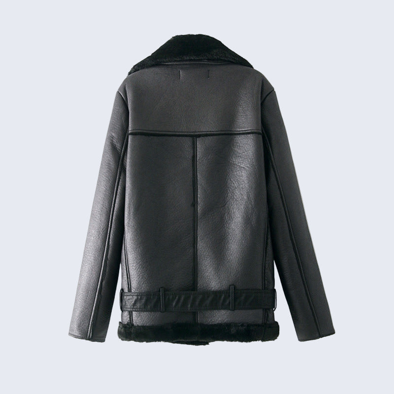 Jaqueta de Couro Forrada em Lã