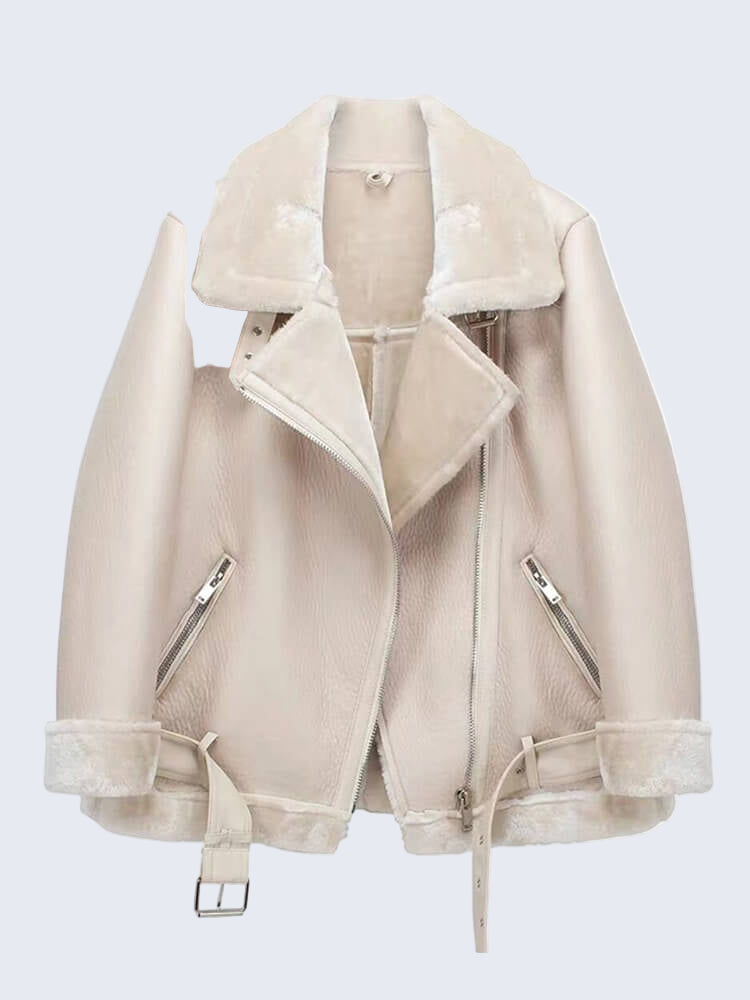 Jaqueta de Couro Forrada em Lã