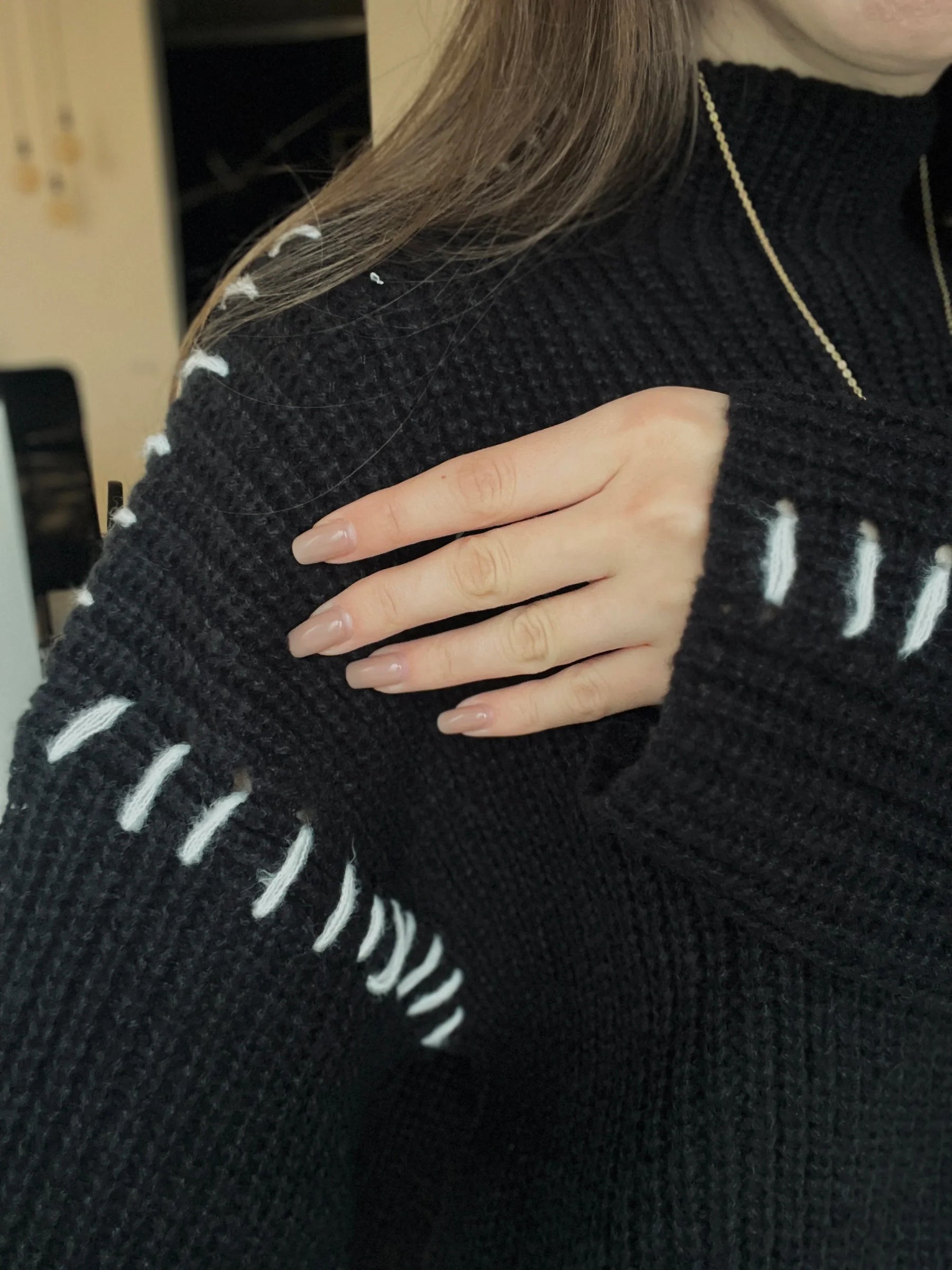 Suéter Contrastante em Algodão