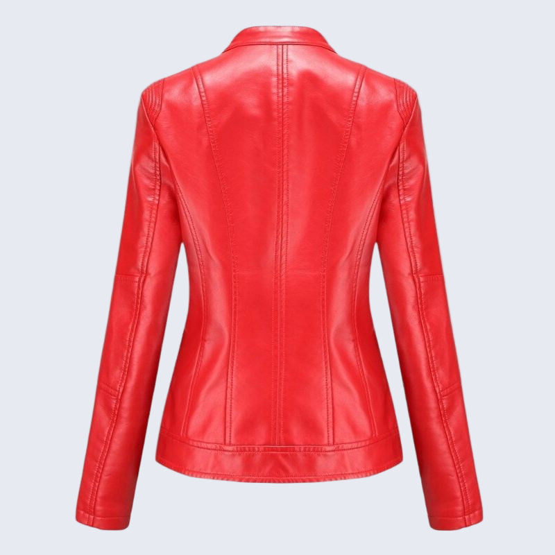 Jaqueta de Couro Gola Alta