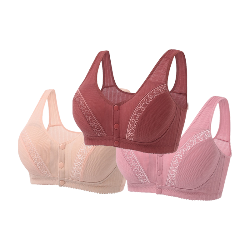 Sutiã Conforto Total Com Botões Frontais - Kit 3 Peças