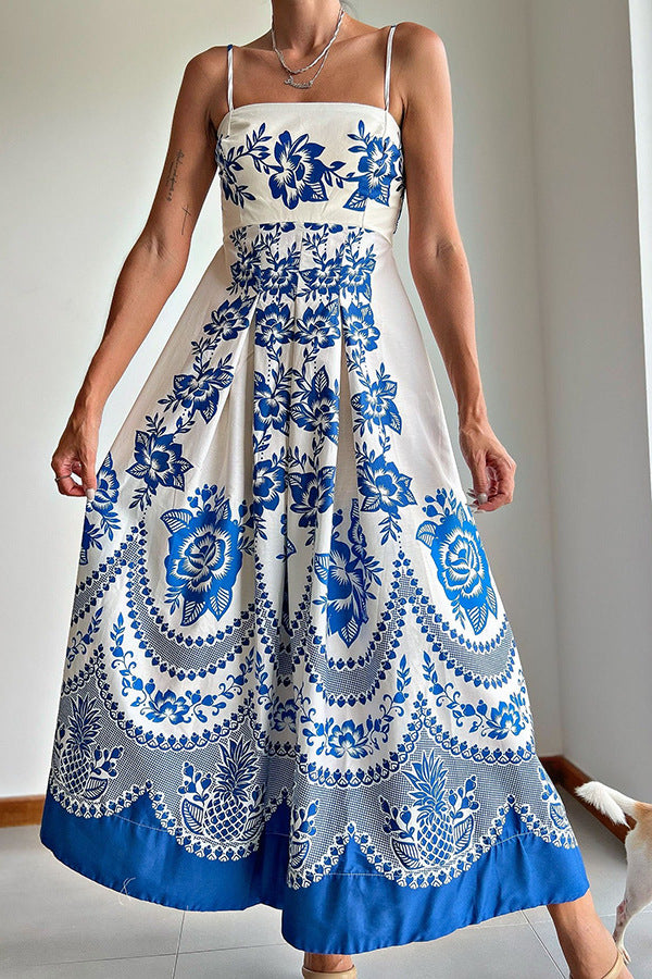 Vestido Longo Cropped Estampado - Grécia