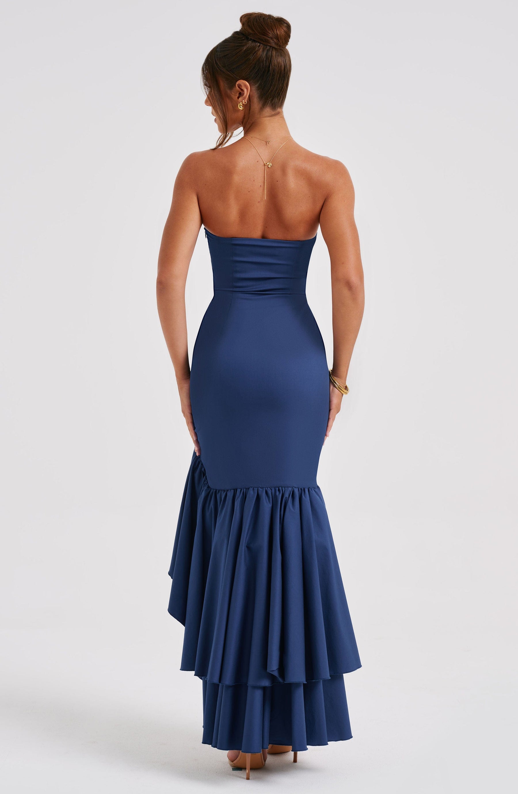 Vestido Feminino Longo com Fenda e Babados Tomara que Caia – Riviera