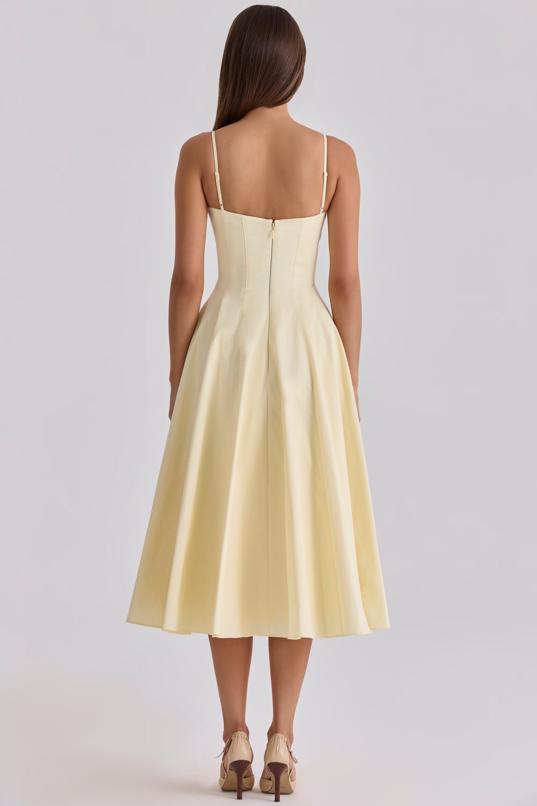 Vestido Midi Rodado Feminino Decote em Coração - Amalfi