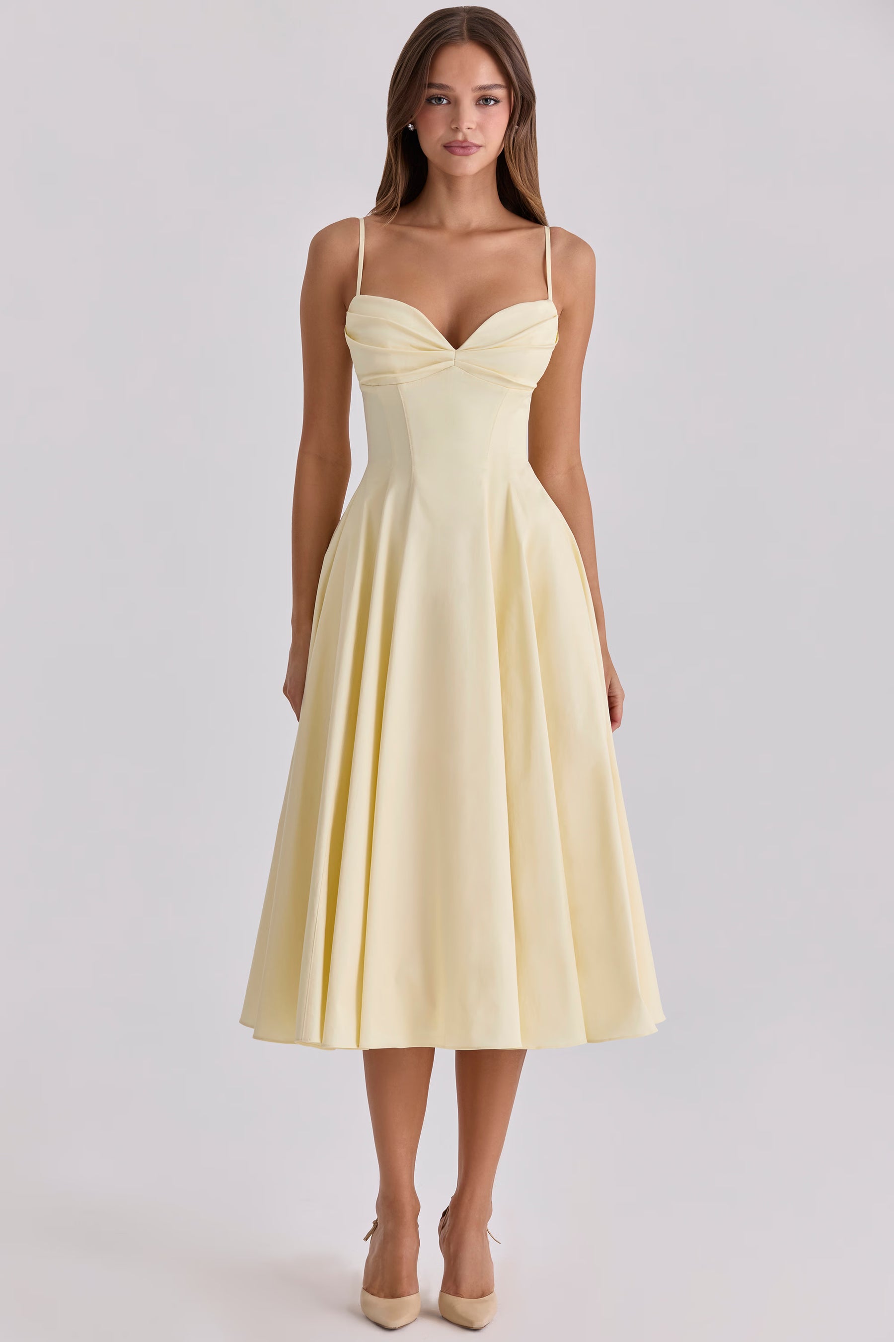 Vestido Midi Rodado Feminino Decote em Coração - Amalfi