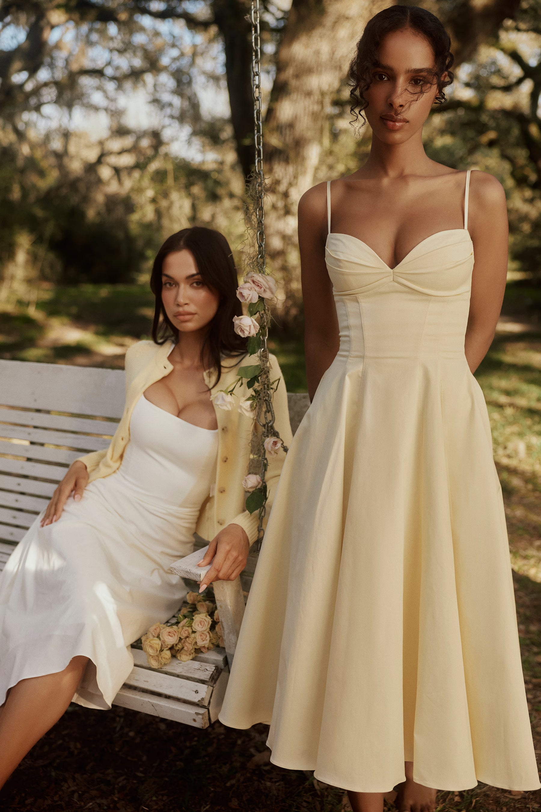 Vestido Midi Rodado Feminino Decote em Coração - Amalfi