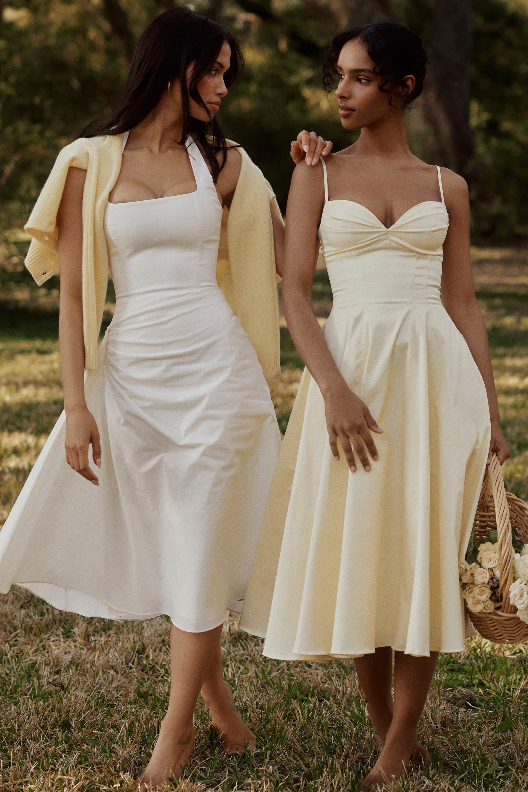 Vestido Midi Rodado Feminino Decote em Coração - Amalfi