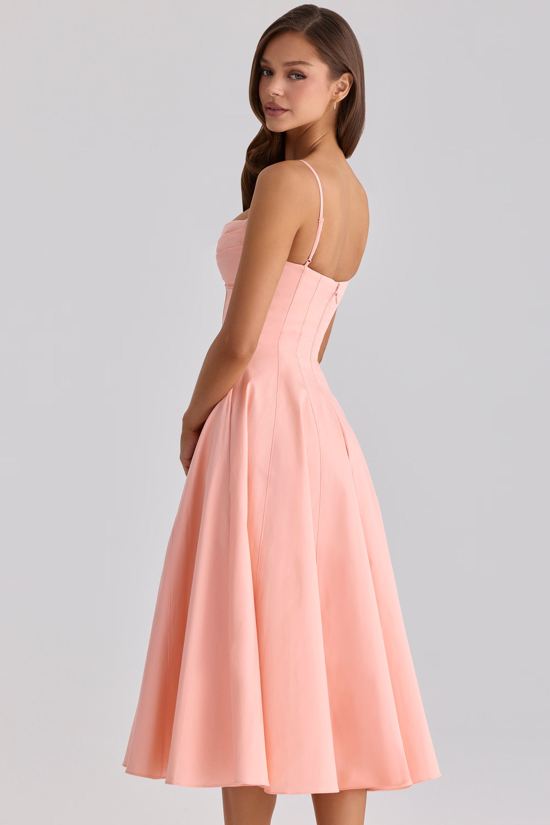 Vestido Midi Rodado Feminino Decote em Coração - Amalfi