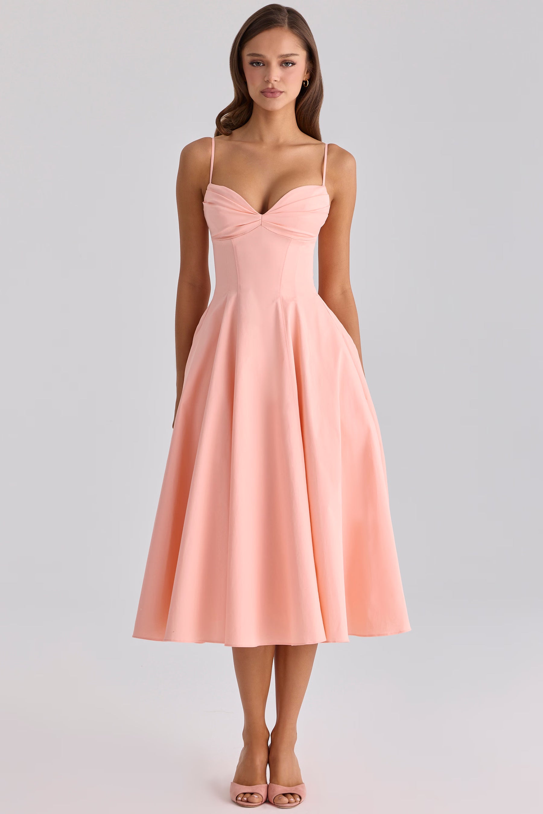 Vestido Midi Rodado Feminino Decote em Coração - Amalfi