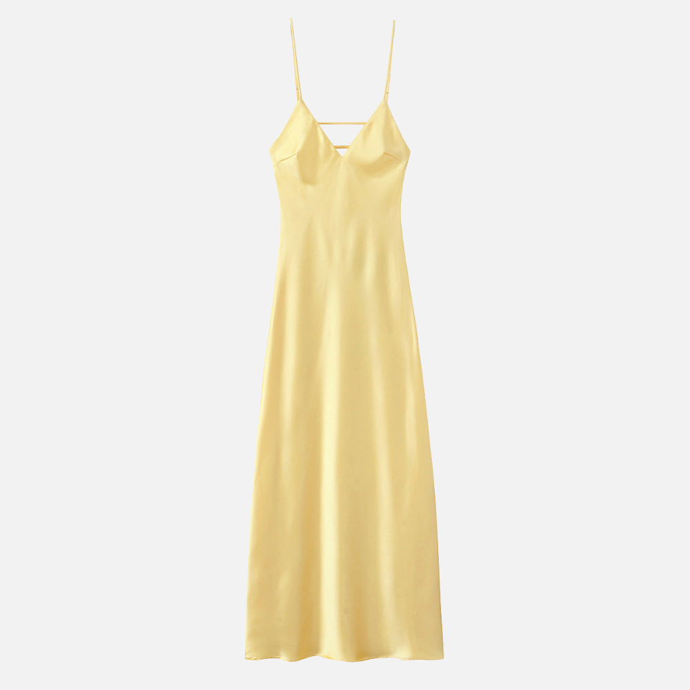 Vestido de Cetim com Alça Ajustável