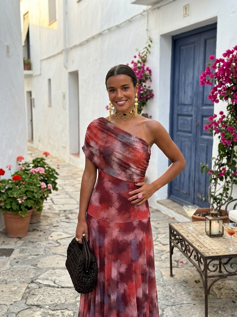 Vestido Longo Ombro a Ombro Drapeado - Toledo