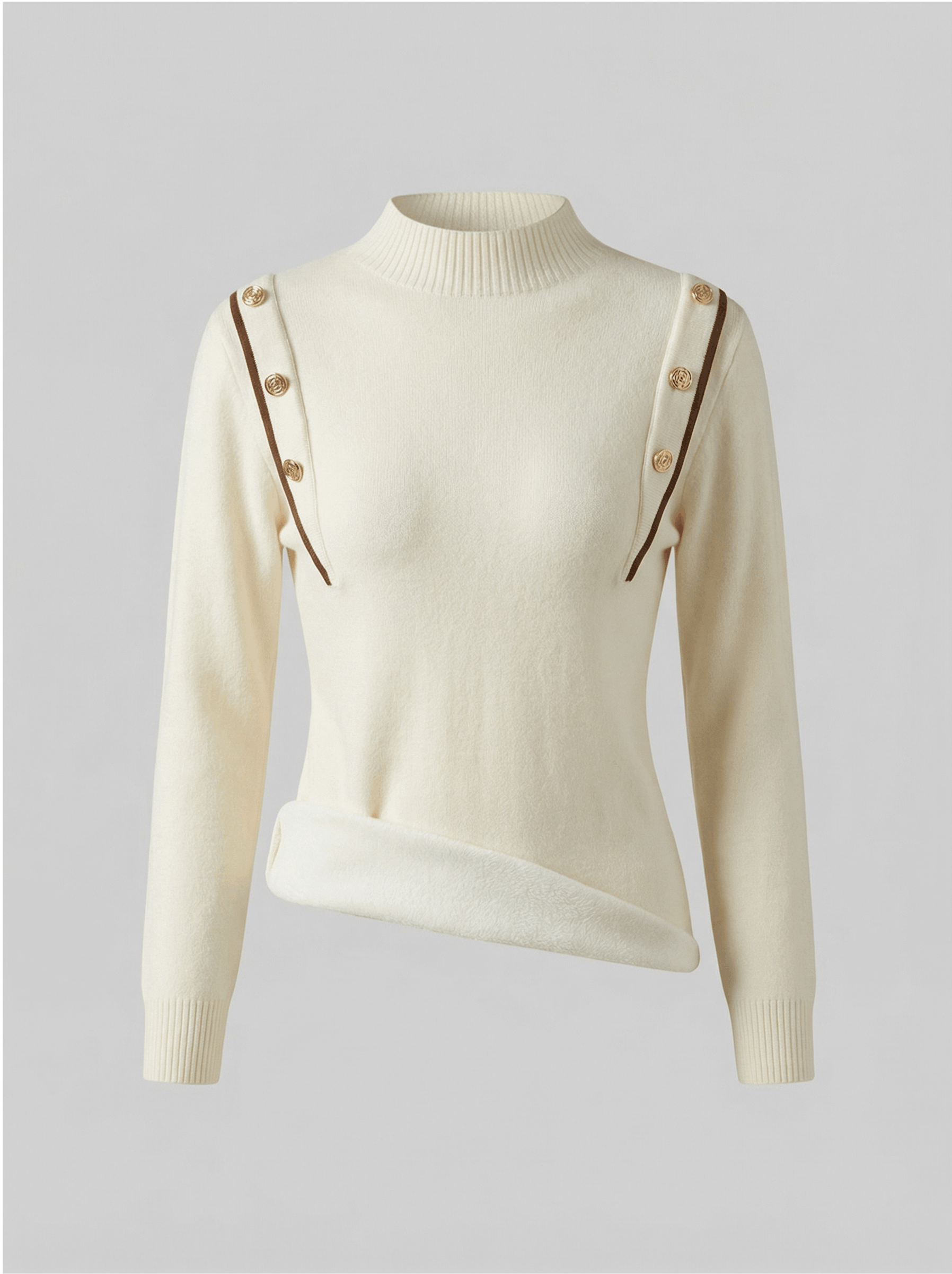 Suéter Peluciado com Botões Dourados - Chic