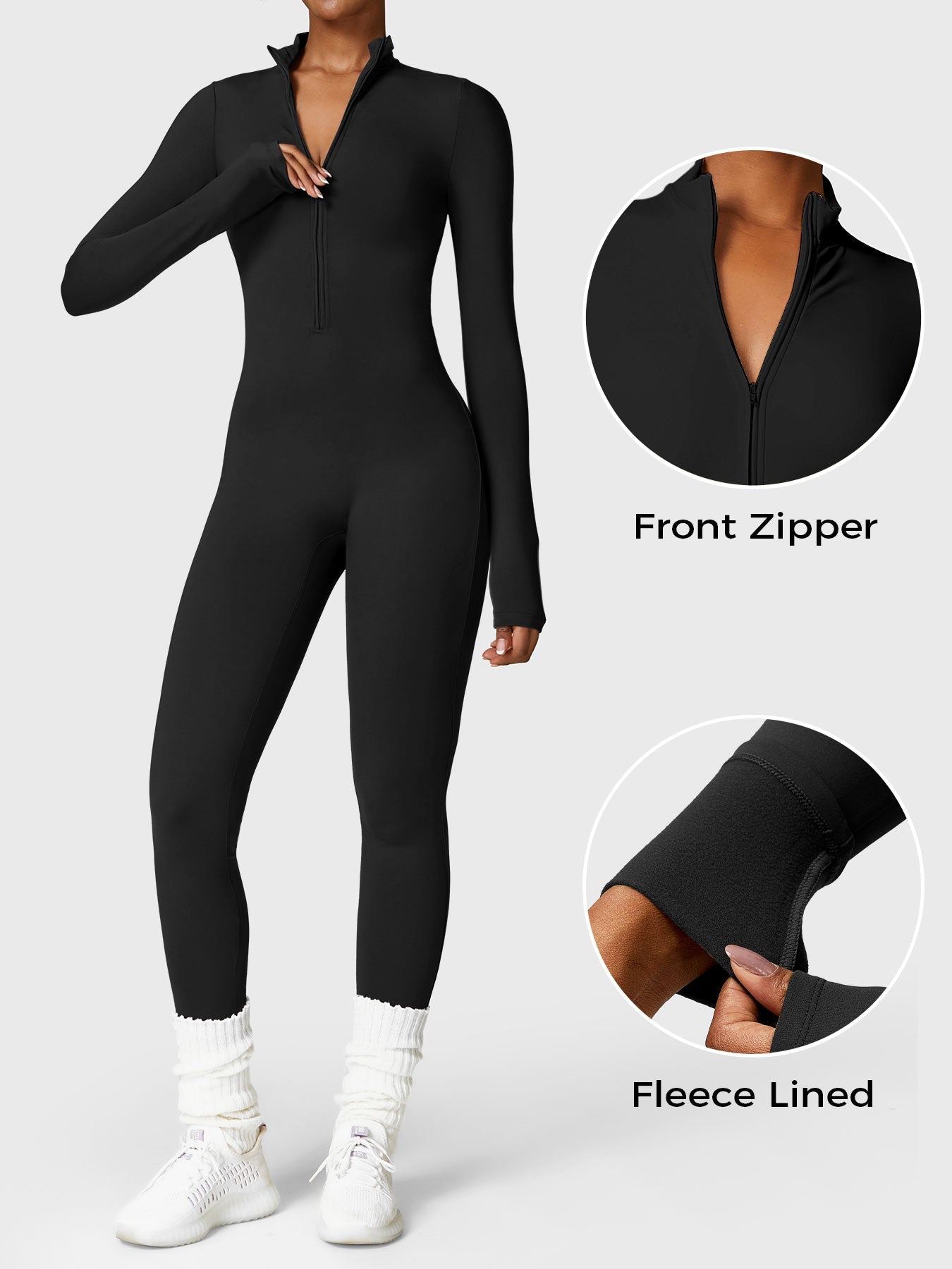 Macacão Feminino Térmico Longo Peluciado com Zíper – Aspen