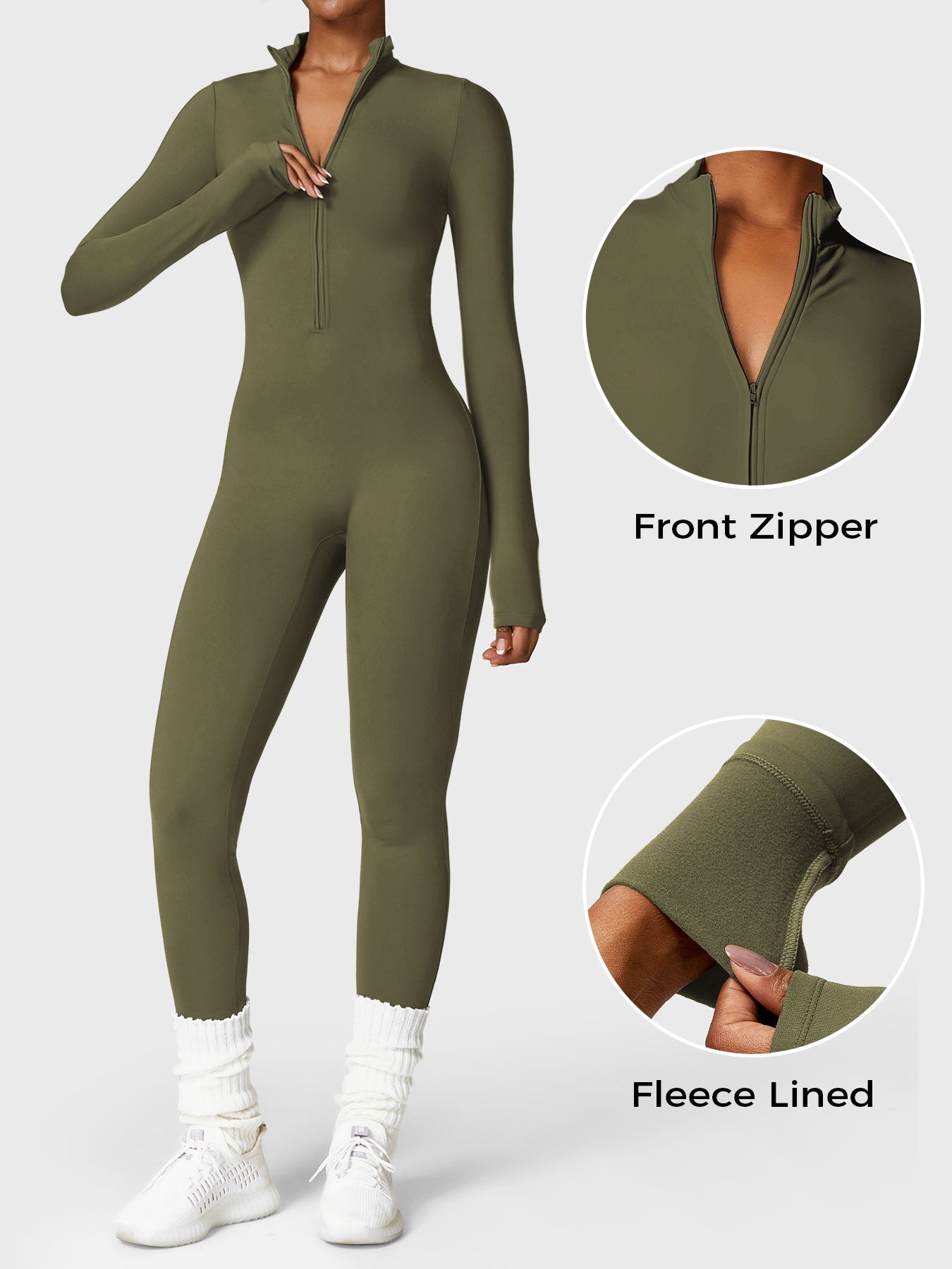 Macacão Feminino Térmico Longo Peluciado com Zíper – Aspen