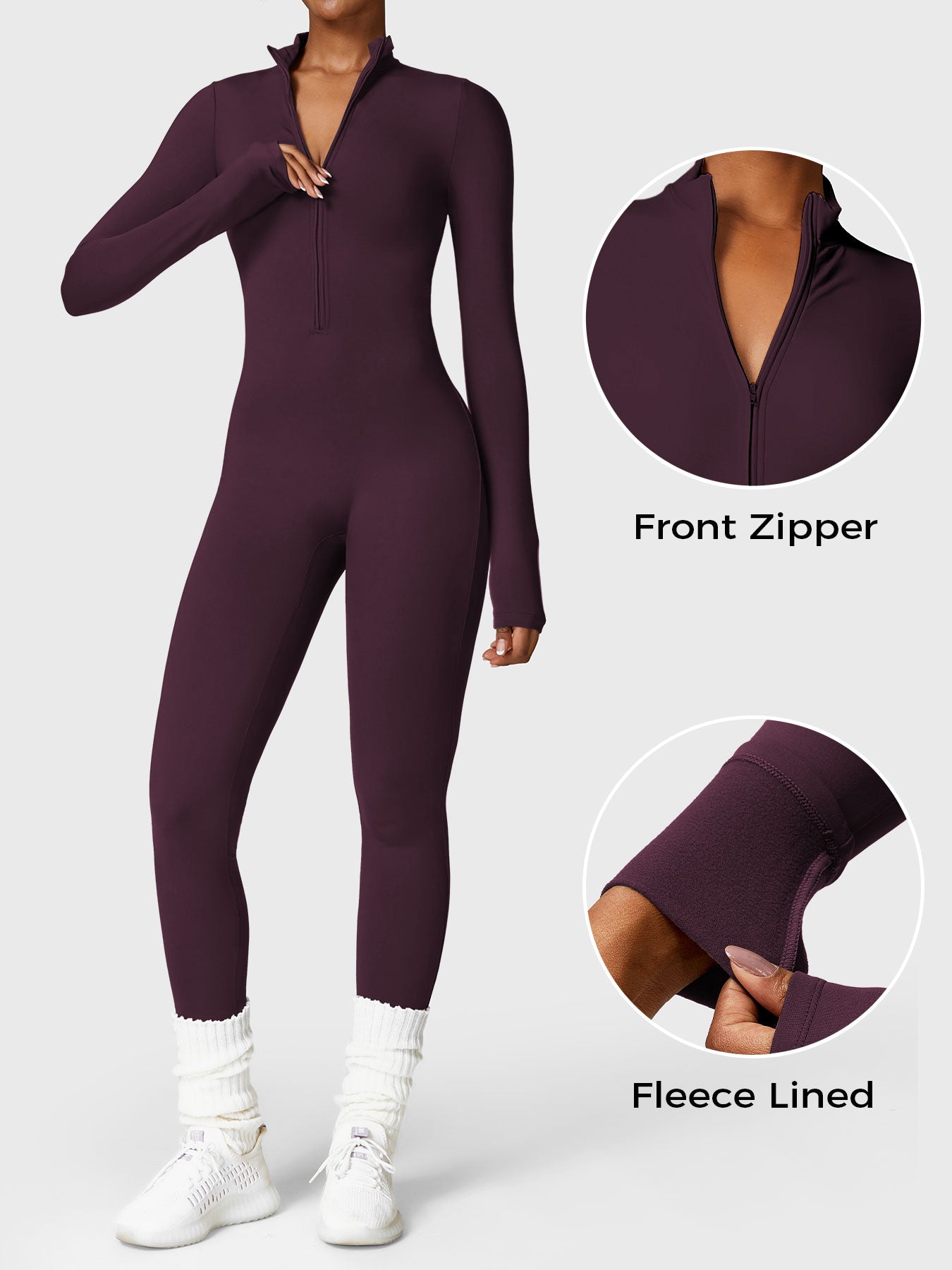 Macacão Feminino Térmico Longo Peluciado com Zíper – Aspen
