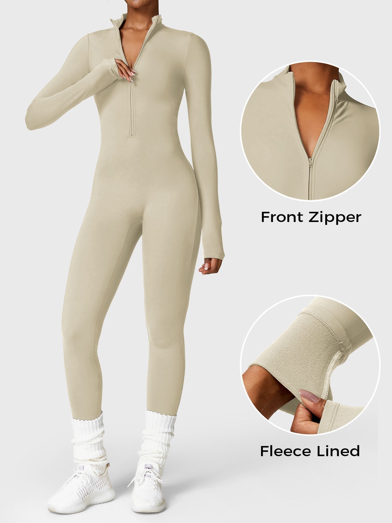 Macacão Feminino Térmico Longo Peluciado com Zíper – Aspen