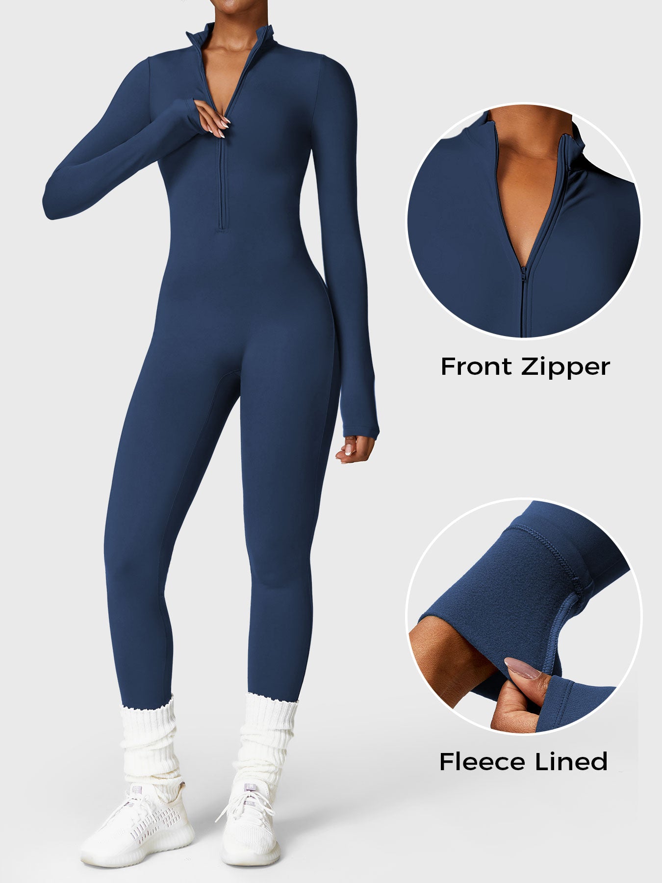 Macacão Feminino Térmico Longo Peluciado com Zíper – Aspen