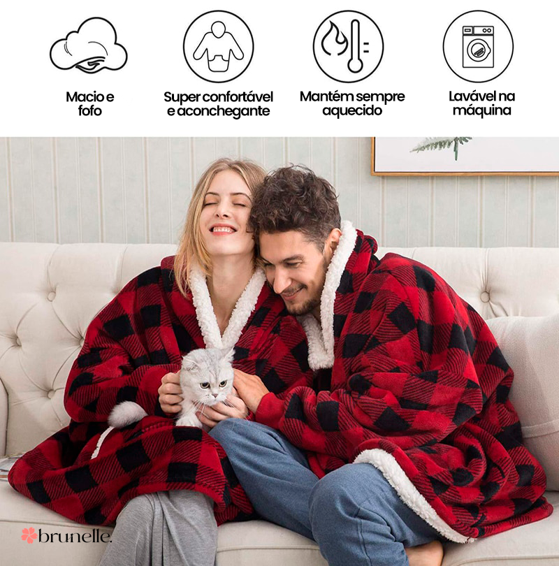 Pijama de Cobertor Peluciado Angorá - Xadrez