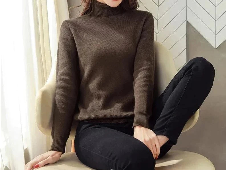 Suéter de Inverno Feminino com Gola Alta