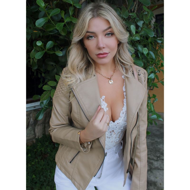 Jaqueta de Couro com Zíper