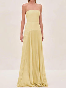 Vestido Feminino Longo Tomara que Caia Canelado Plissado – Provence