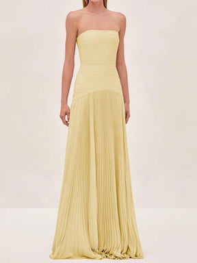 Vestido Feminino Longo Tomara que Caia Canelado Plissado – Provence